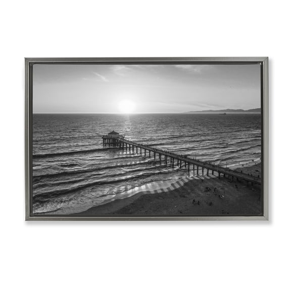 Stupell Industries Serene Morning Pier Gray Framed Floater Canvas Wall Art, design by Jeff Poe Photography