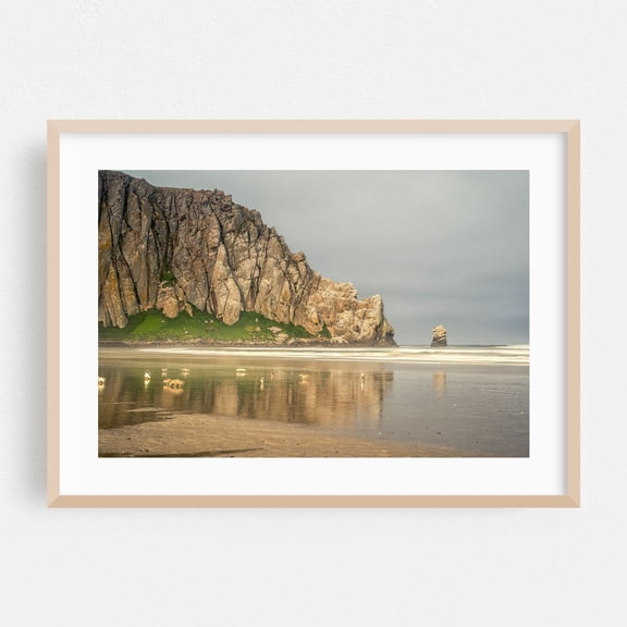 Serene Morro Rock Reflections - Morro Bay California Photography Coastal Beach Ocean Scenic Nature Landscape Bird Oak Framed Wall Art Print 5 x 7 inches