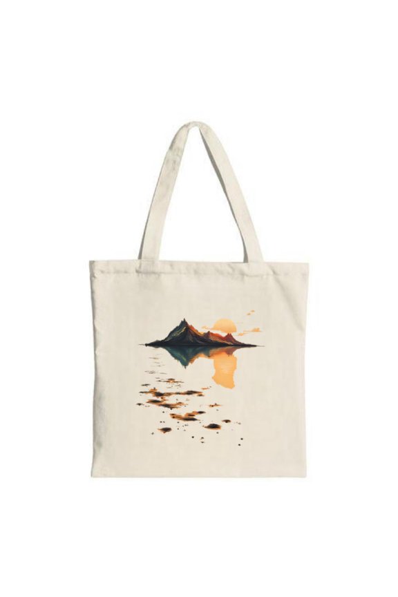 Serene Mountain Reflection Tote Bag - Canvas Multifunctional Reusable Shopping Bag for Travel Parties & Everyday Use