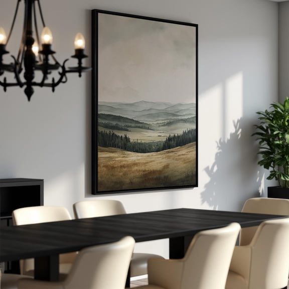 Serene Mountain View , Peaceful Country Landscape, Modern Nature Scenery, Wall Decor, Ready To Hang, For Her Unframed Paper Print