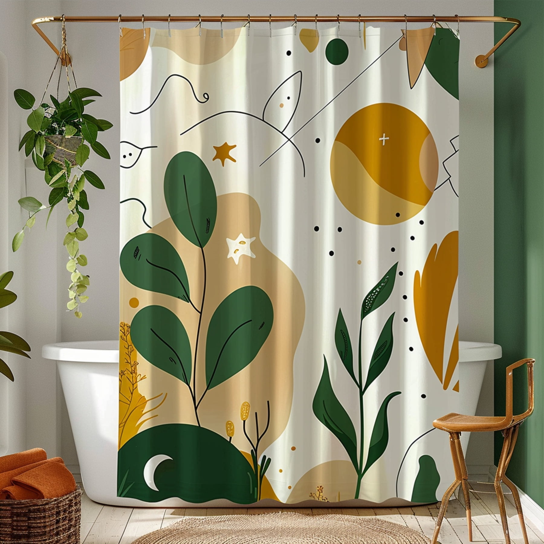 Serene Oasis: Green Pink & White Camo Patterned Shower Curtain ...