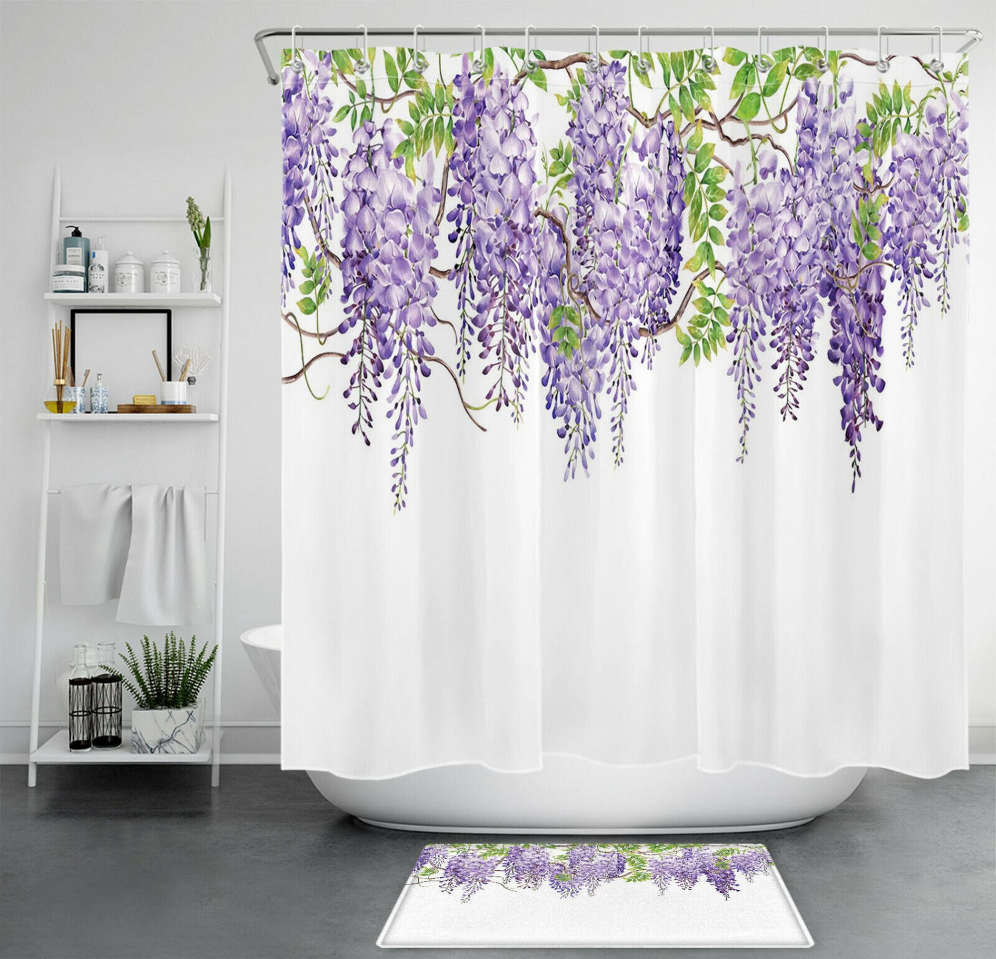 Serene Oasis: Transform Your Bathroom with Wisteria Dreams Watercolor