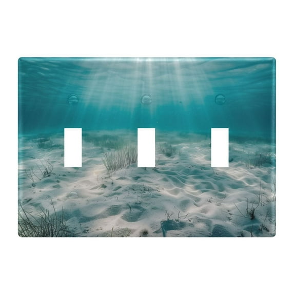 Serene Ocean Floor Light Switch Plate Covers 3 Gang Wall Plate Plastics Outlet Covers for Kitchen Home Office Decor