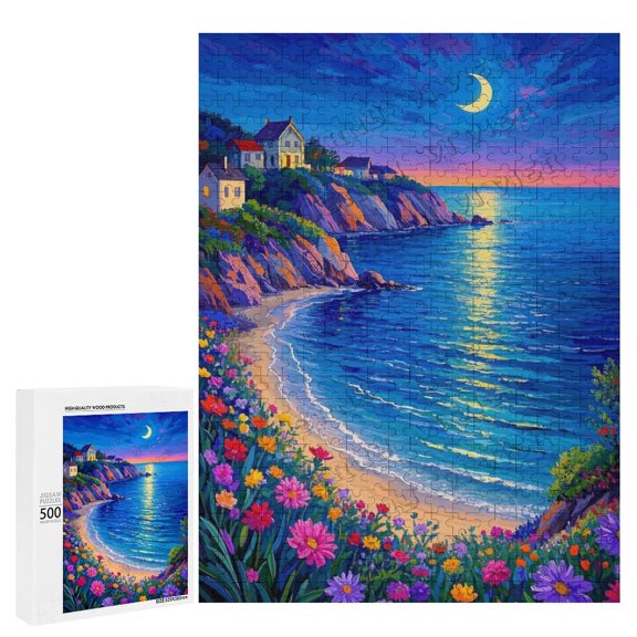 Serene Ocean View Puzzle – 500 Piece Wooden Jigsaw for Adults | Engaging Puzzle Game for Beach & Nature Lovers | Challenging & Fun with High-Quality Craftsmanship | 21" x 15"