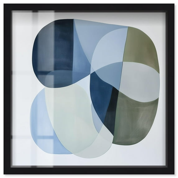 Serene Overlap II Shadowbox Print Modern Wall Decor by Art Remedy, Black Frame, 16 x 16
