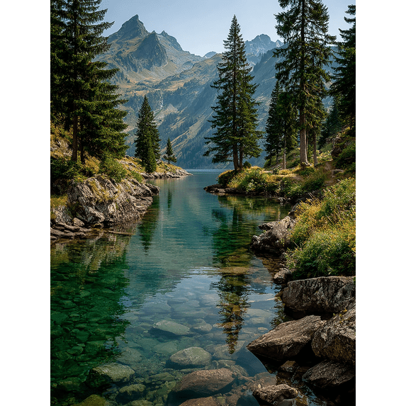 Serene Panoramic River Landscape Canvas Art, Tranquil Nature Scene, Ready-to-Hang Multi-Room Wall Decor