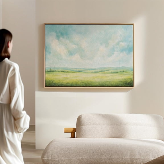 Serene Pastel Landscape Art - Rolling Hills And Soft Sky, Minimalist Nature Wall Decor For Calming Spaces Wall Art, Modern Wall Decor, 8x12 UNFRAMED