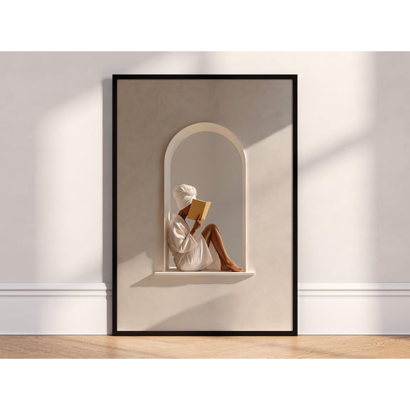 Serene Reading Nook Calm Window Art Poster Unframed Paper Print