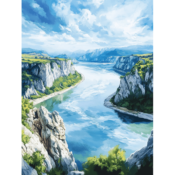 Serene River Landscape Canvas Print/Wall Art Suitable for Living Room Bedroom Office Hotel and Restaurant Decoration.