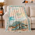 thumbnail image 1 of Serene Sea Turtle Beach Scene Inspirational Quote Coastal, Cozy Typography Art Scene, Warm Flannel Blanket for Living Room and Reading Nook, Art Lovers Encouragement Gift, Artistic Home Decor, 1 of 9