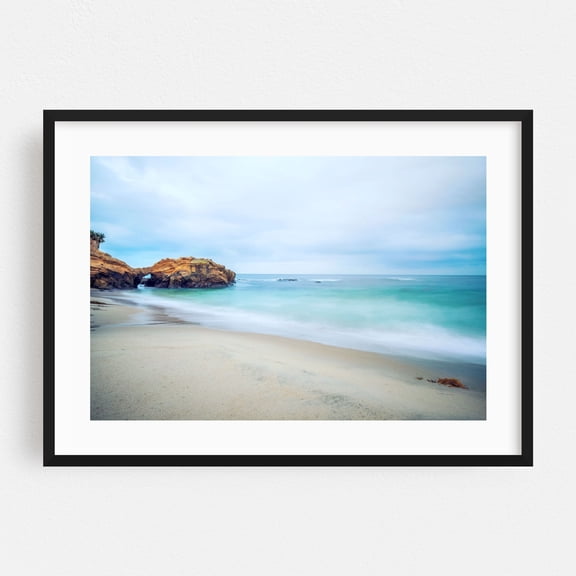 Serene Shores - Laguna Beach Morning - Laguna Beach California Photography Beach Ocean Coast Waves Landscape Nature Scenic Black Framed Wall Art Print 5 x 7 inches