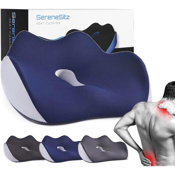 Serene Sitz Orthopedic Seat Cushion, Serenesitz Ortserenesitz Orthopedic Seat Cushiohopedic Seat Cushio, Ergonomic Memory Foam Seat Cushion for Office, Car, Sciatica & Back Pain Relief