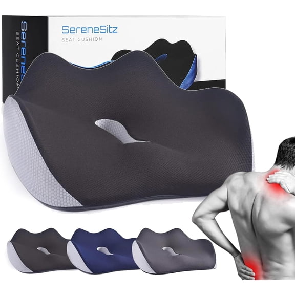 Serene Sitz Orthopedic Seat Cushion, Serenesitz Ortserenesitz Orthopedic Seat Cushiohopedic Seat Cushio, Ergonomic Memory Foam Seat Cushion for Office, Car, Sciatica & Back Pain Relief