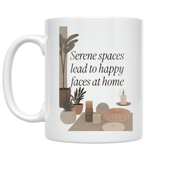 Serene Spaces Lead to Happy Faces - Home Decor Enthusiast - 11 oz Ceramic Coffee Mug