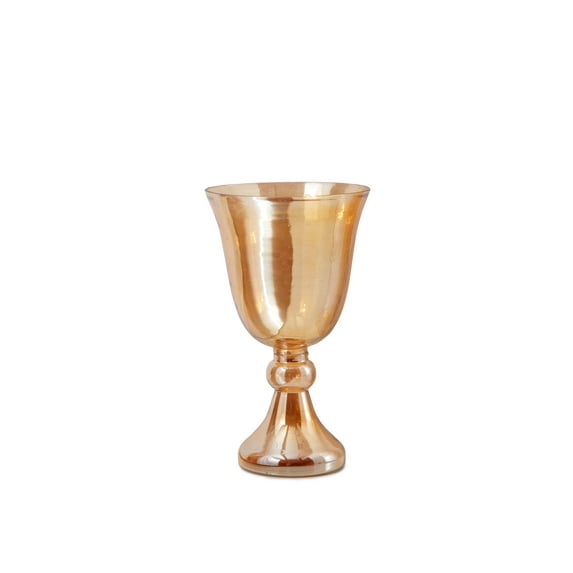 Serene Spaces Living 10" Amber Luster Glass Pedestal Vase - Tall Vase for Centerpiece, Home Decor, Events, Weddings, Single