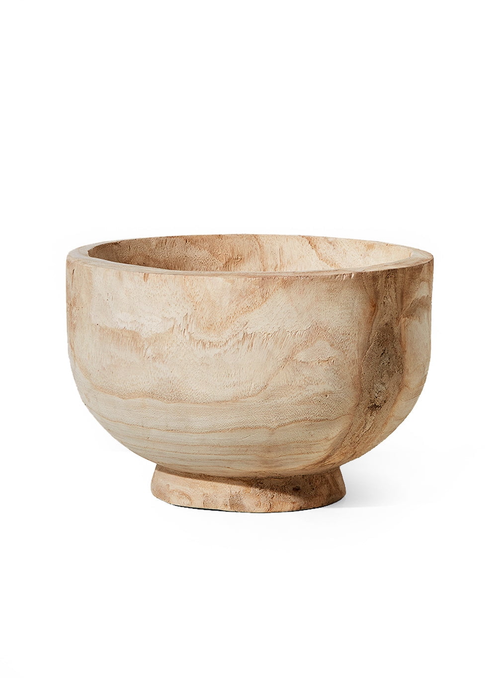 Handcrafted 11" Light-Brown Paulownia Wood Decorative Bowl