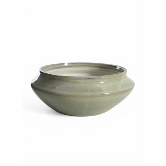 Serene Spaces Living 11" Sage Green Glazed Ceramic Planter Bowl