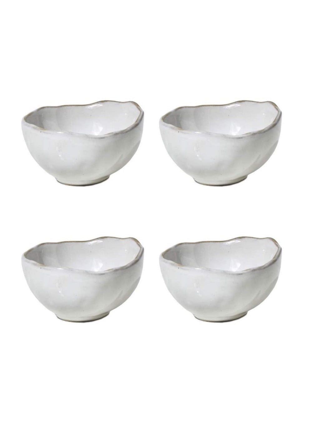 Serene Spaces Living 2.75" Free-Form Edge Glazed Ceramic Bowl - Centerpiece for Vintage Weddings, Events, Large, Pack of 4