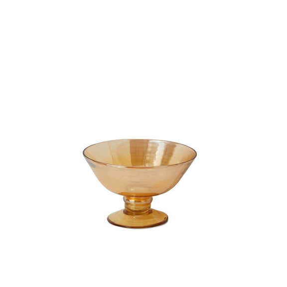Serene Spaces Living 4.25" Amber Luster Glass Flower Compote - Colored Vase for Centerpiece, Home Decor, Events, Weddings, Single