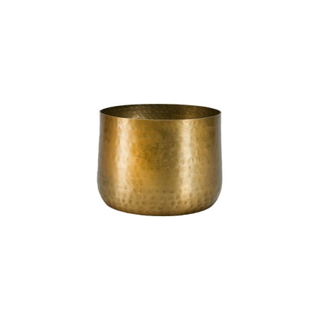 Serene Spaces Living 5.25" Antique Brass Look Gold Hammered Pots - Indoor Planter Pot, Decorative Accent for Potted Plants, Gold Flower Vase for Wedding or Centerpiece, Medium, Single
