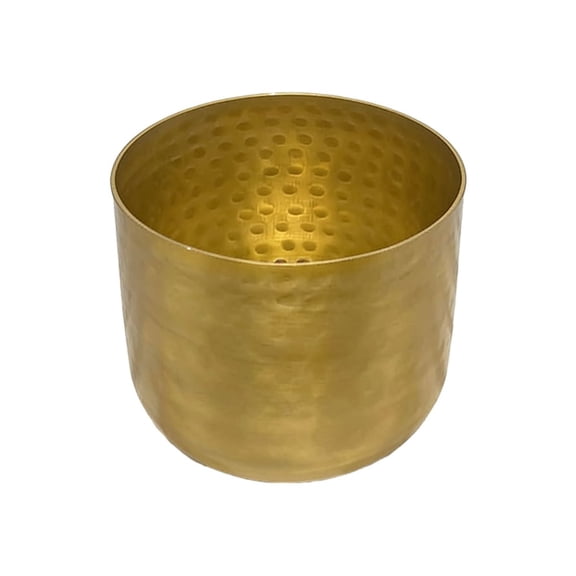 Serene Spaces Living 5.25" Antique Brass Look Gold Hammered Pots - Indoor Planter Pot, Decorative Accent for Potted Plants, Gold Flower Vase for Wedding or Centerpiece, Medium, Single