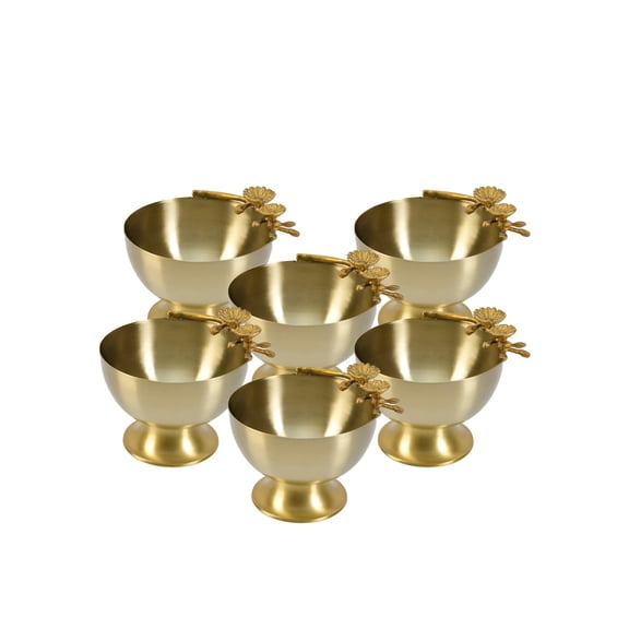 Serene Spaces Living 5" Suvarna Serving Bowl, Stainless Steel, Food-Safe, Golden Tableware, Pack of 6