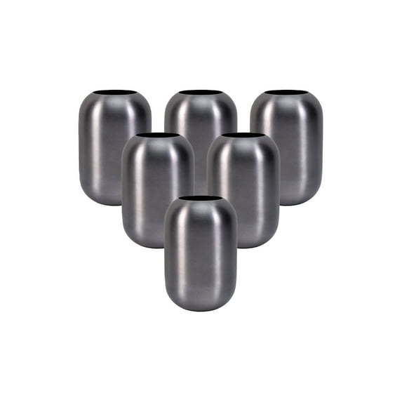 Serene Spaces Living 6" Metallic Grey Capsule Vase, Stainless Steel Vase, Modern Centerpiece, Pack of 6