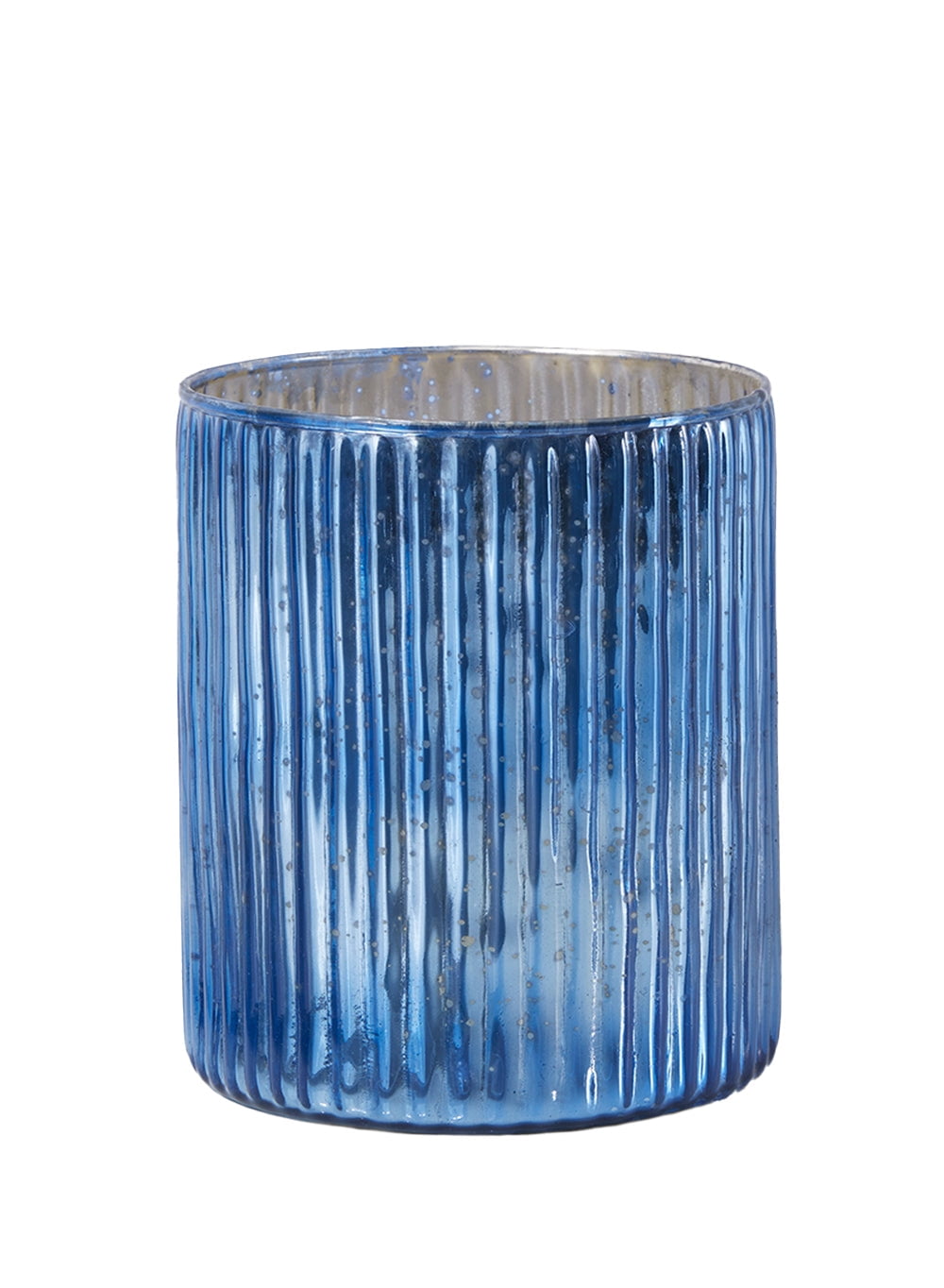 Vintage Blue Ribbed Mercury Glass Vase for Floral Arrangements
