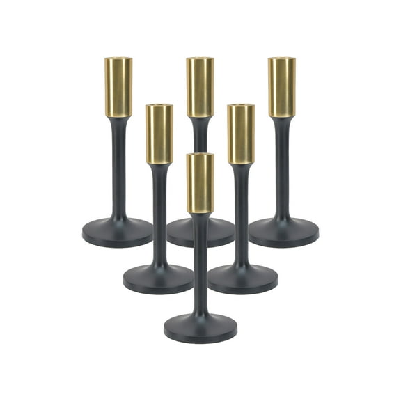 Serene Spaces Living 8.5" Dual-Tone Taper Candlestick Holder, Modern, Pack of 6