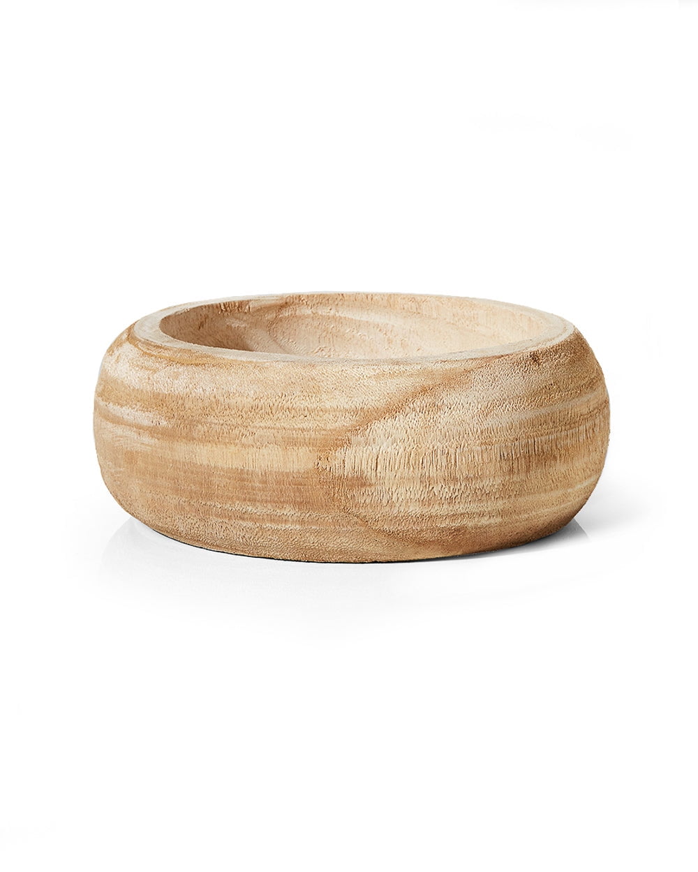 Handmade Rustic Paulownia Wood Decorative Bowl, 9.5"