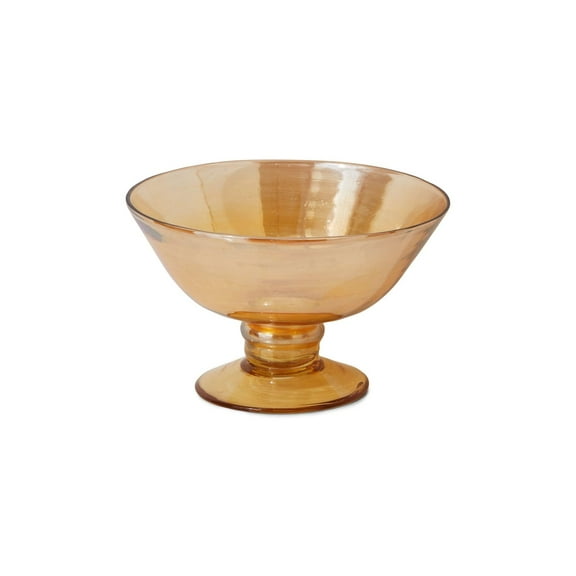 Serene Spaces Living Amber Luster Glass Flower Compotes, Colored Vases for Centerpieces, Home Decor, Events, Weddings, Pack of 12