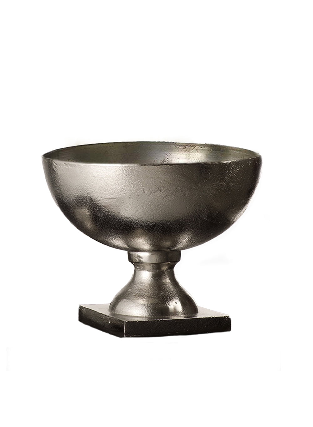 Antique Silver Metal Pedestal Bowl with Stand, 8" Diameter