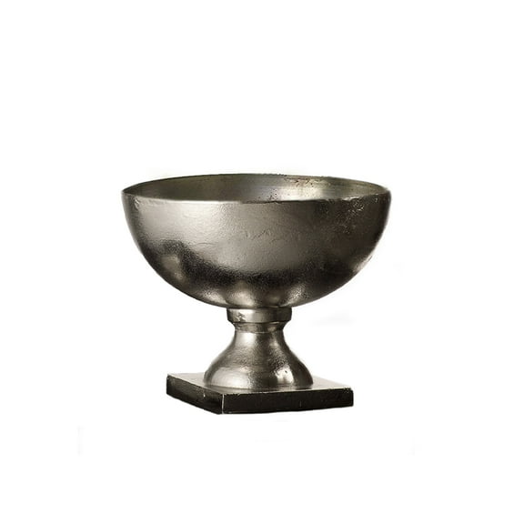 Serene Spaces Living Antique Aluminum Pedestal Bowl-8" Diameter & 6.5" Tall