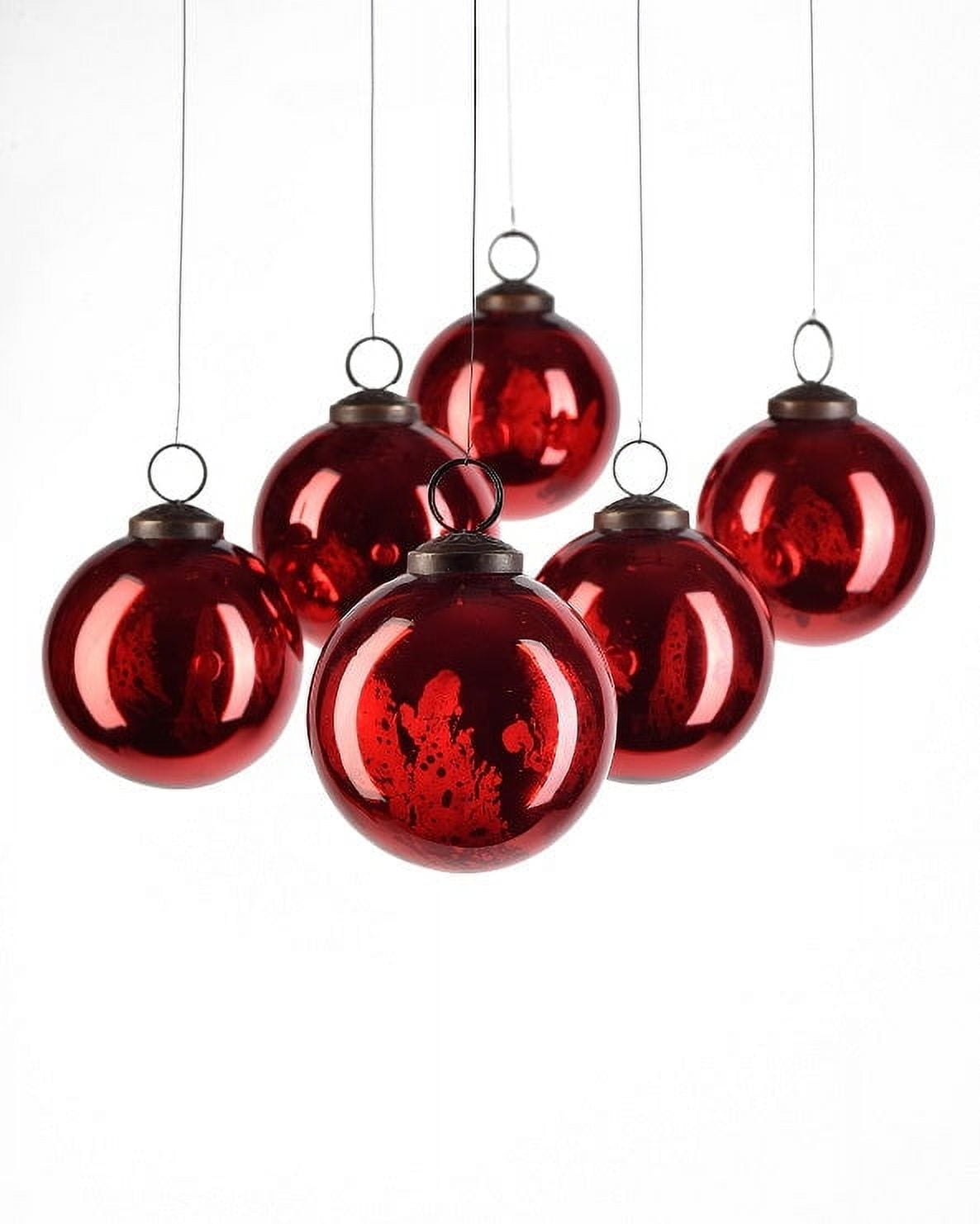 Serene Spaces Living Antique Red Glass Balls, Hanging Ornaments for