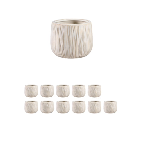 Serene Spaces Living Arlo Ribbed Ceramic Cachepot, 5" D & 4" T, Pack of 12
