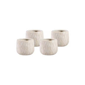 Serene Spaces Living Arlo Ribbed Ceramic Cachepot, 5" D & 4" T, Pack of 4