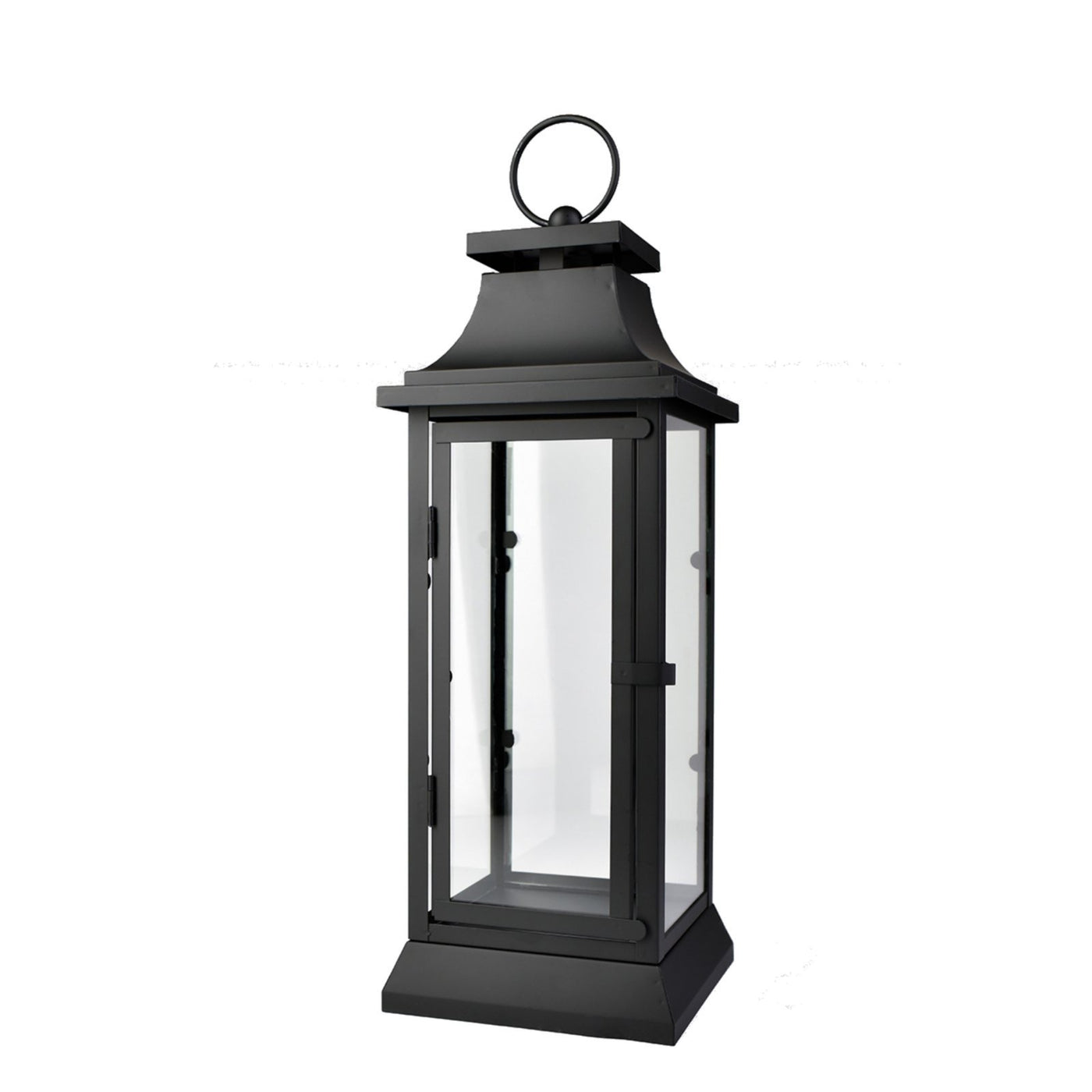 3PC Indoor/Outdoor Black PowderCoated Steel and Tempered Glass Lanterns