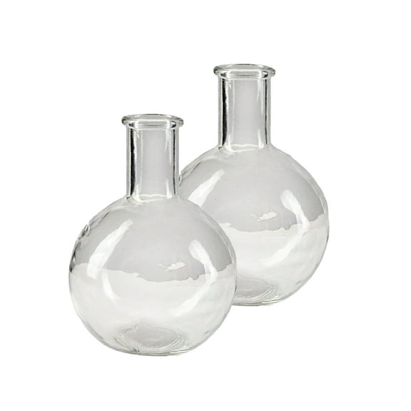Serene Spaces Living Clear Bottleneck Bulb Glass Vase, 5.3" Dia & 7.48" Tall