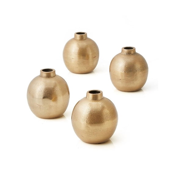 Serene Spaces Living Gold Floral Ball Bud Vase, Centerpieces at Weddings, Thanksgiving, Set of 24