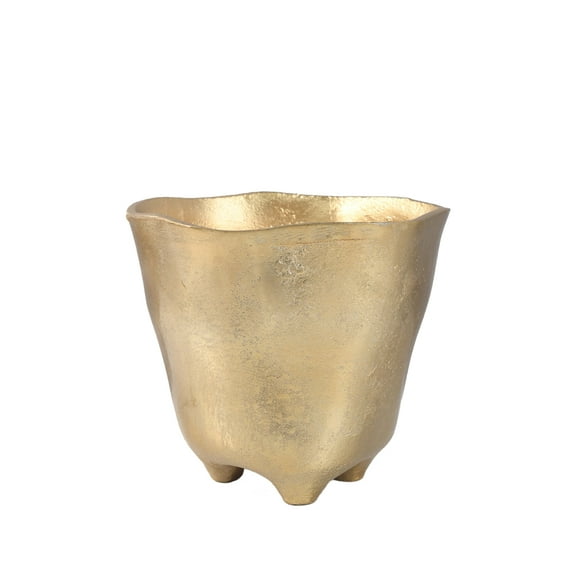Serene Spaces Living Gold Hammered Metal Vase, Measures 6" T and 5" D