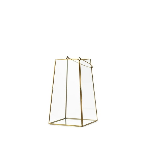 Serene Spaces Living Gold Trapezoid Lantern, Measures 12 in High, Sold Individually