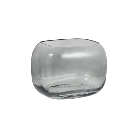 Serene Spaces Living Grey Glass Oblong Vase, 6.5" Long X 5" Wide & 5.25" Tall