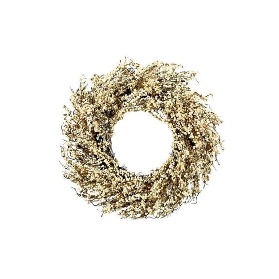 Serene Spaces Living Holiday Whiteberry Artificial Christmas Wreath, Ivory