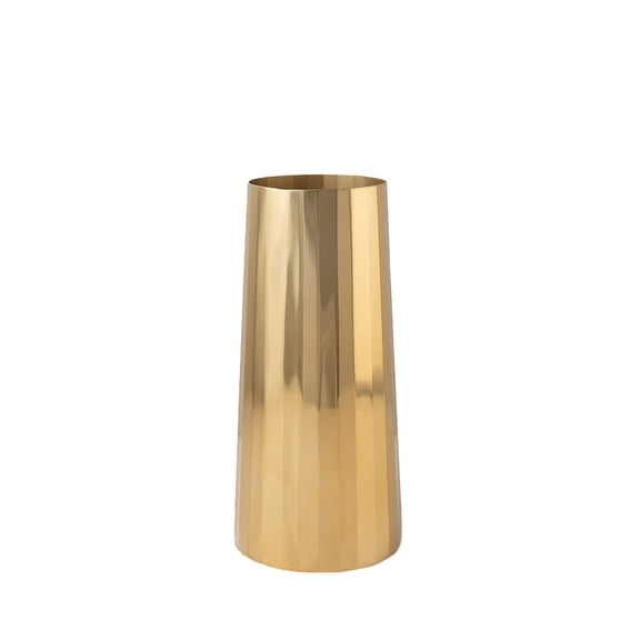 Serene Spaces Living Large Gold Cylinder Metal Vase, 4.25" Dia & 9" Tall