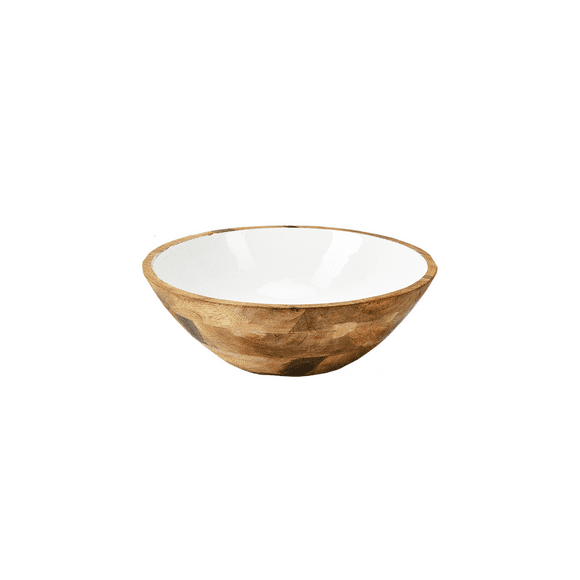 Serene Spaces Living Modern Brown Decorative Wooden Bowl