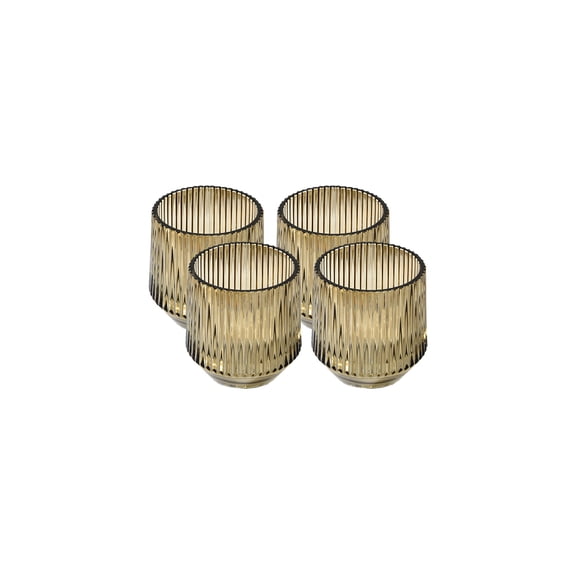 Serene Spaces Living Modern Brown Pleated Glass Votive Holder, Set of 4, Small