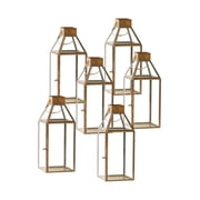 Serene Spaces Living Decorative Glass Insert Gold Metal Lantern, Medium, Set of 6