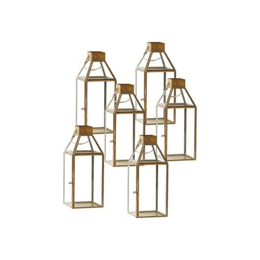 Serene Spaces Living Modern Square Gold Lantern, Set of 6, Medium
