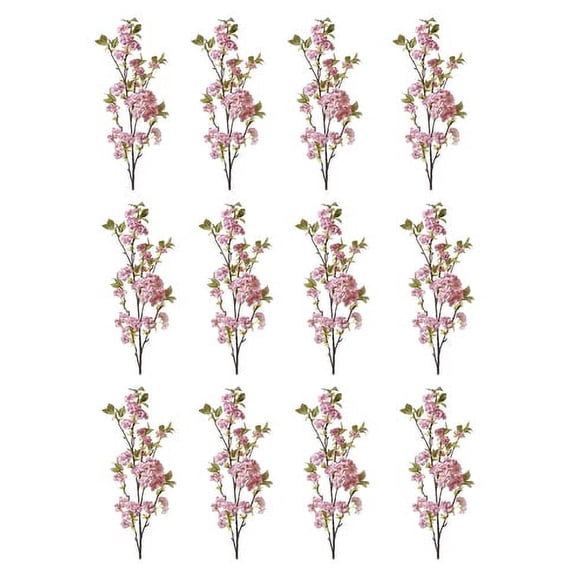 Serene Spaces Living Pack of 12 Faux Pink Cherry Blossom Branches, 50" Tall