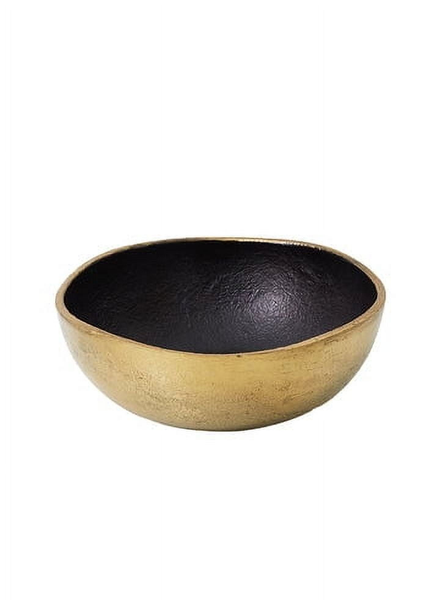 Handcrafted Black and Gold Aluminum Decorative Bowl, 5.5" Diameter